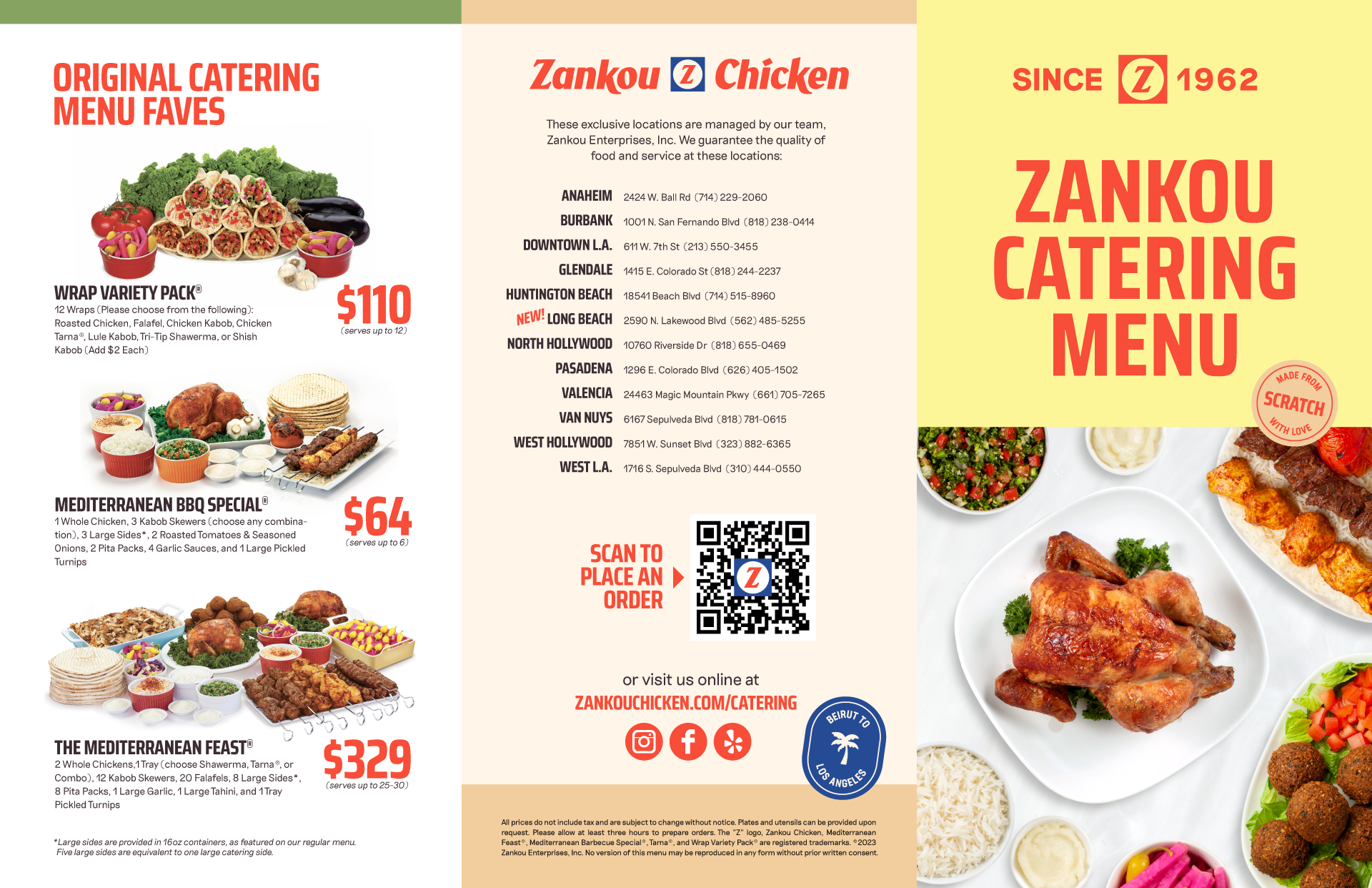 Outside of Zankou Chicken Catering Menu