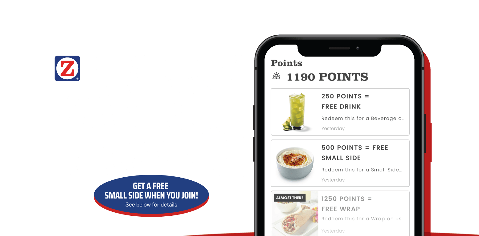 Introducing Zankou Rewards! Get a free small side when you join.